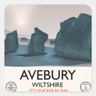 Avebury, Wiltshire Stone circle vintage travel. Square Sticker