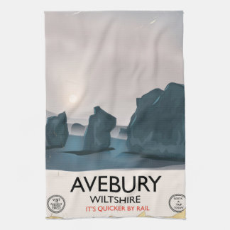 Avebury, Wiltshire Stone circle vintage travel. Tea Towel