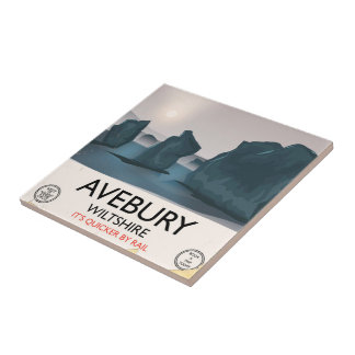 Avebury, Wiltshire Stone circle vintage travel. Tile