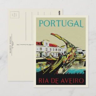 Aveiro lagoon illustration Portugal Postcard