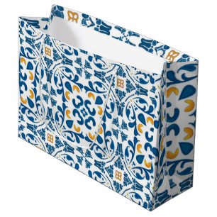 Aveiro Symphony Elegant Portuguese Blue and Gold Large Gift Bag