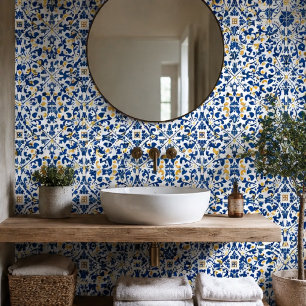 Aveiro Symphony Elegant Portuguese Blue and Gold Tile