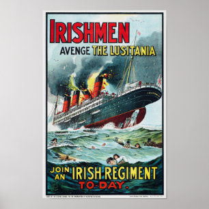 Avenge The Lusitania - Join An Irish Regiment Poster