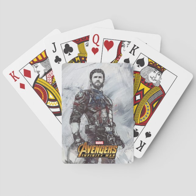 Avengers: Infinity War | Captain America Dry Brush Playing Cards (Back)