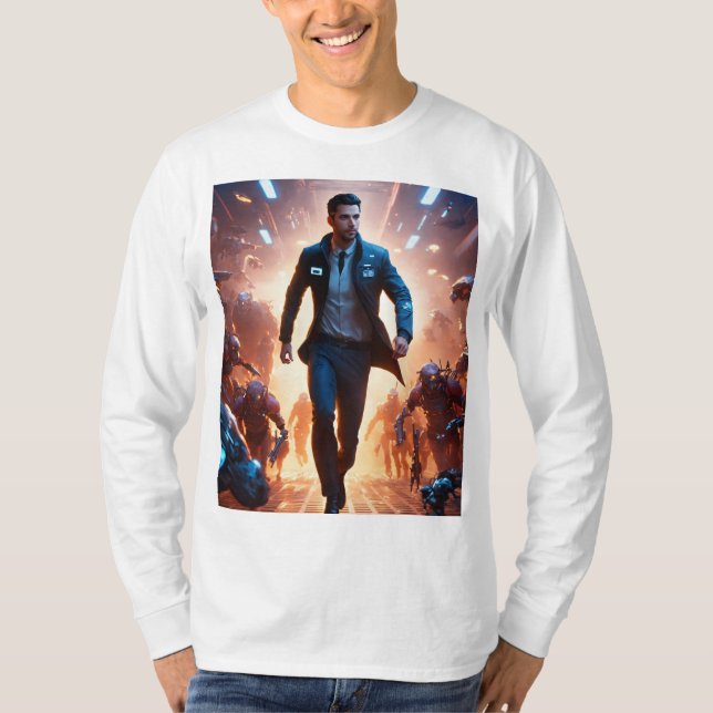 Avengers vs. Cyborgs: Epic Battle T-Shirt Designs (Front)