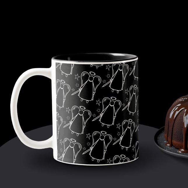 Avenging Angel Black and White Pattern Mug (Avenging Angels Pattern)