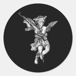 Avenging Angel Sinner Chicano Tattoo  Classic Round Sticker