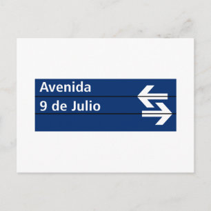 Avenida 9 de Julio, Buenos Aires Street Sign Postcard