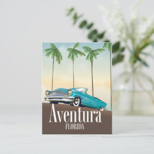 Aventura, Florida retro car travel poster Postcard