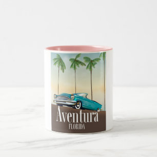 Aventura, Florida retro car travel poster Two-Tone Coffee Mug