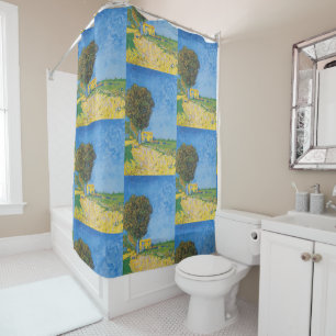 Avenue at Arles with Houses by Vincent van Gogh Shower Curtain