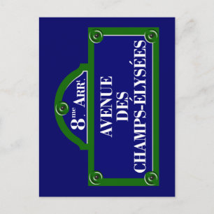 Avenue des Champs-Elysees, Paris Street Sign Postcard