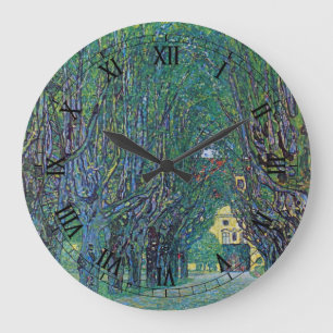 Avenue In Schloss Kammer Park by Gustav Klimt Large Clock
