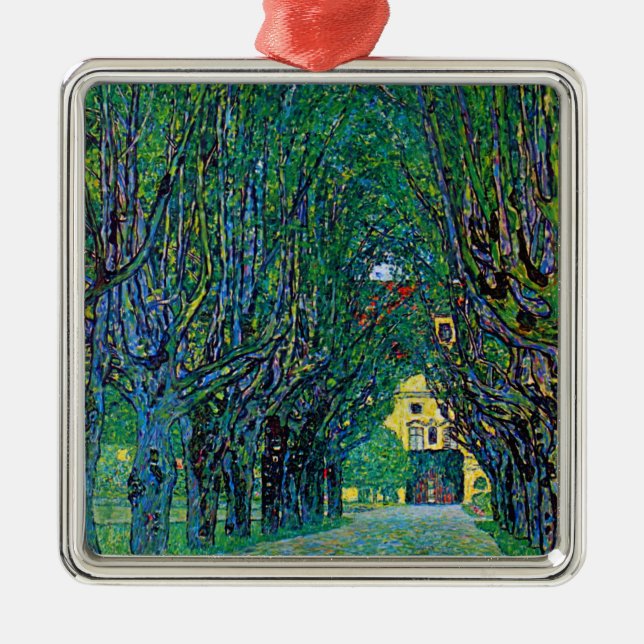 Avenue in Schloss Kammer Park by Gustav Klimt Metal Tree Decoration (Front)