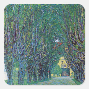 Avenue In Schloss Kammer Park by Gustav Klimt Square Sticker