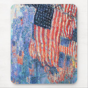 Avenue in the Rain by Childe Hassam, Vintage Art Mouse Mat