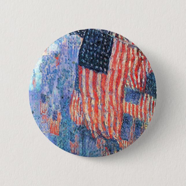 Avenue in the Rain by Frederick Childe Hassam 6 Cm Round Badge (Front)