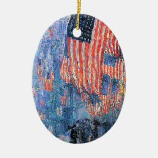 Avenue in the Rain by Frederick Childe Hassam Ceramic Tree Decoration