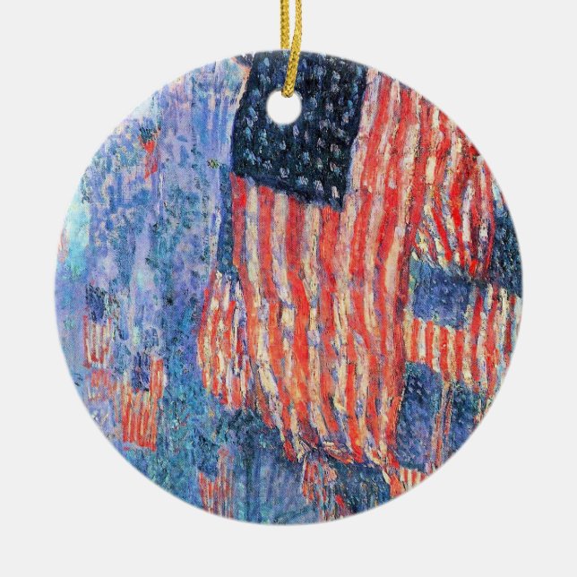 Avenue in the Rain by Frederick Childe Hassam Ceramic Tree Decoration (Front)