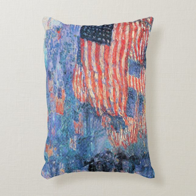 Avenue in the Rain by Frederick Childe Hassam Decorative Cushion (Front(Vertical))