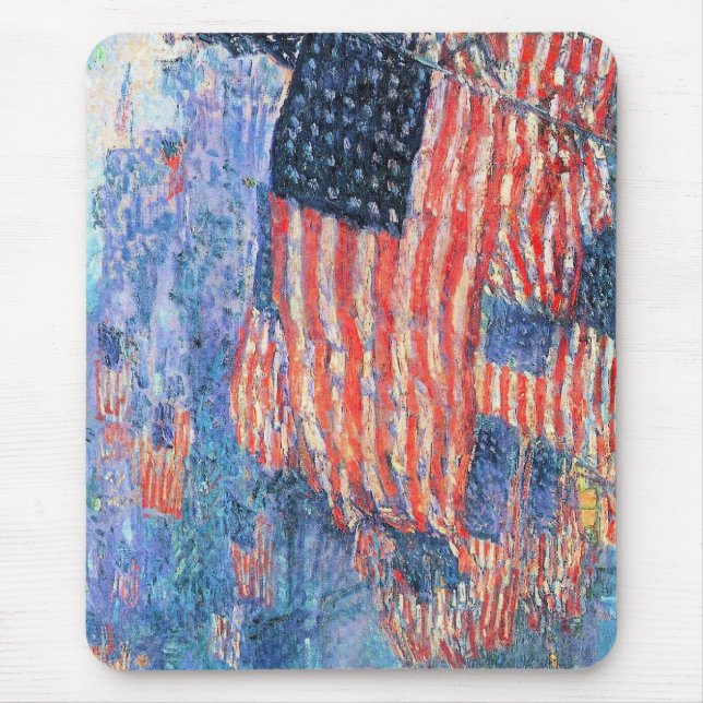 Avenue in the Rain by Frederick Childe Hassam Mouse Mat (Front)