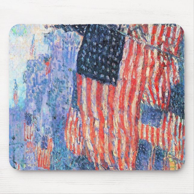 Avenue in the Rain by Frederick Childe Hassam Mouse Mat (Front)