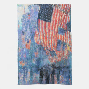 Avenue in the Rain by Frederick Childe Hassam Tea Towel