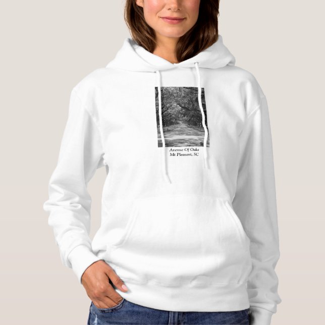 Avenue Of Oaks Grayscale Hoodie (Front)