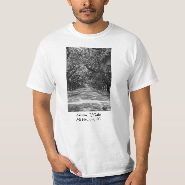 Avenue Of Oaks Grayscale T-Shirt (Front)
