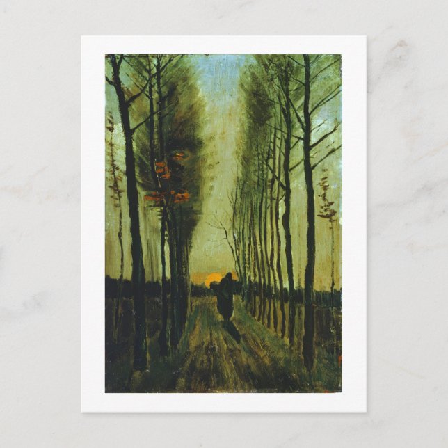 Avenue of Poplars at Sunset, Vincent van Gogh Postcard (Front)