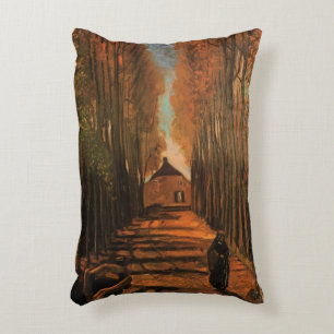 Avenue of Poplars in Autumn by Vincent van Gogh Decorative Cushion