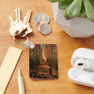 Avenue of Poplars in Autumn by Vincent van Gogh Key Ring