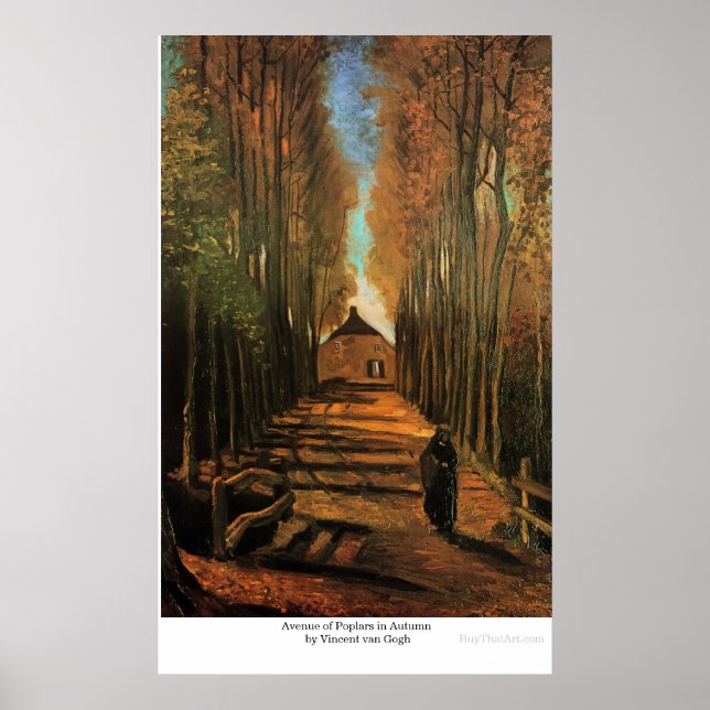 Avenue of Poplars in Autumn by Vincent van Gogh Poster (Front)