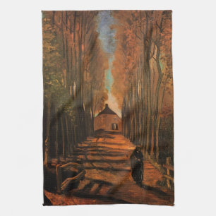 Avenue of Poplars in Autumn by Vincent van Gogh Tea Towel