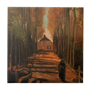 Avenue of Poplars in Autumn by Vincent van Gogh Tile