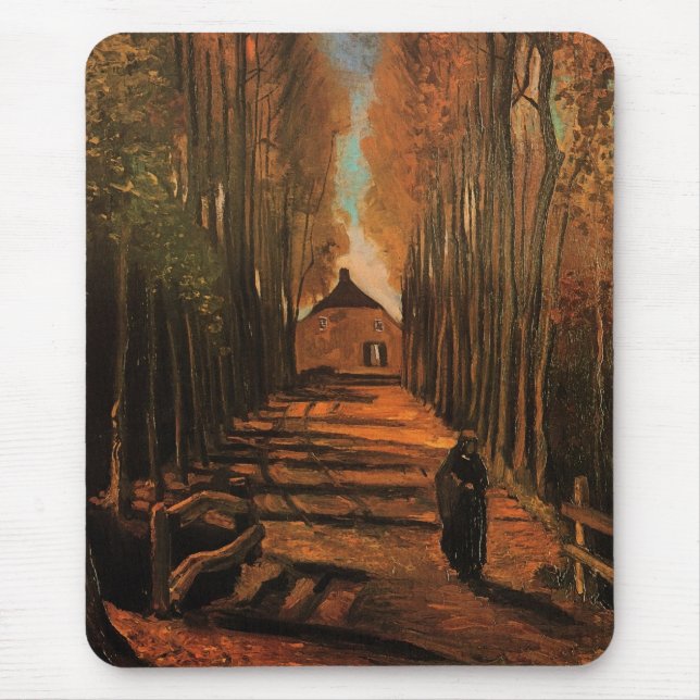 Avenue of Poplars in Autumn Van Gogh Fine Art Mouse Mat (Front)