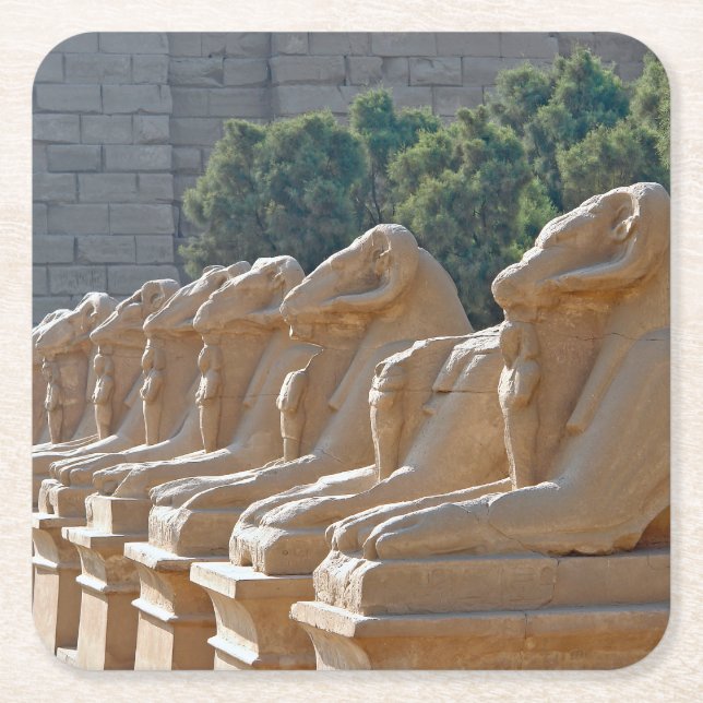 Avenue of Sphinxes in Karnak Temple - Egypt Square Paper Coaster (Front)