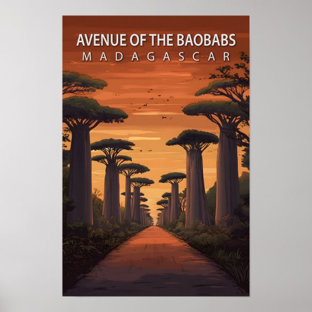 Avenue of the Baobabs Madagascar Art Travel Poster (Front)