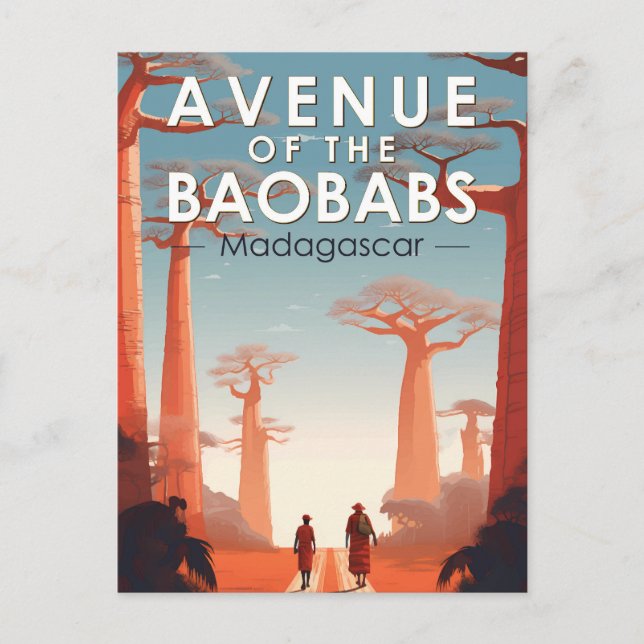 Avenue of the Baobabs Madagascar Art Vintage Postcard (Front)