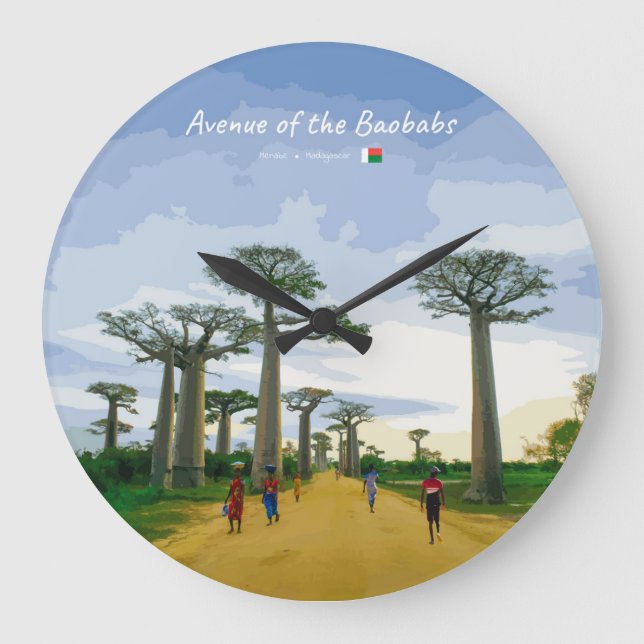 Avenue of the Baobabs, Madagascar - Landscape Large Clock (Front)