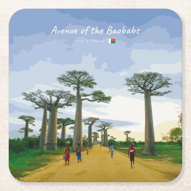 Avenue of the Baobabs, Madagascar - Landscape Square Paper Coaster (Front)