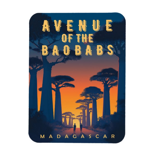 Avenue of the Baobabs Madagascar - Retro African  Magnet (Vertical)