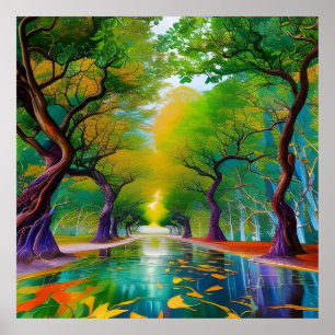 Avenue of Trees autumn leaves  Poster