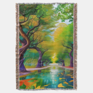 Avenue of Trees autumn leaves Throw Blanket