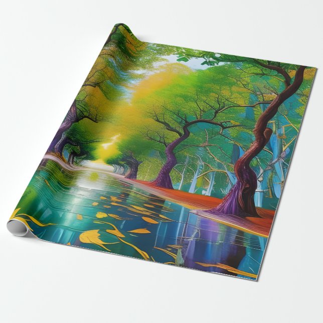 Avenue of Trees autumn leaves Wrapping Paper (Unrolled)