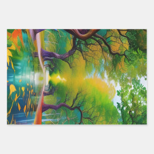 Avenue of Trees autumn leaves Wrapping Paper Sheet