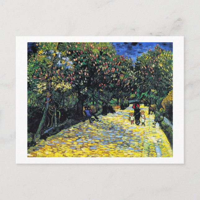 Avenue with Flowering Chestnut Trees at Arles Postcard (Front)