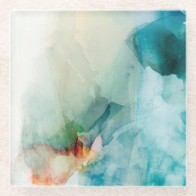 Aversion - Blue Watercolor Glass Coaster (Front)