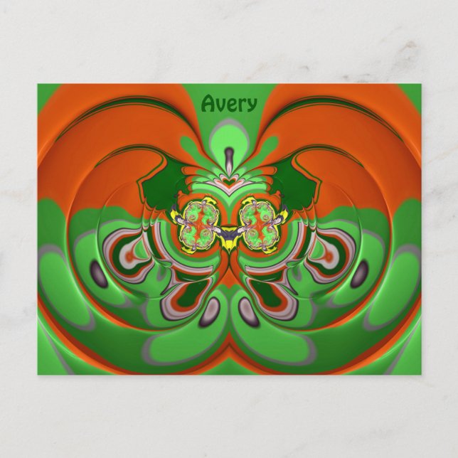 AVERY ~ 3D Design Pattern ~ Christmas Colors~  Postcard (Front)