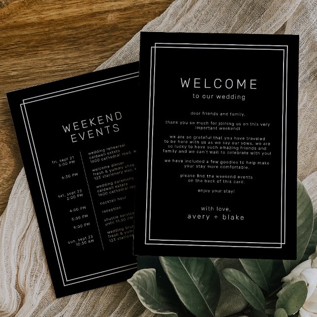 AVERY Black Wedding Weekend Itinerary Template (AVERY Black Wedding Weekend Itinerary Template)